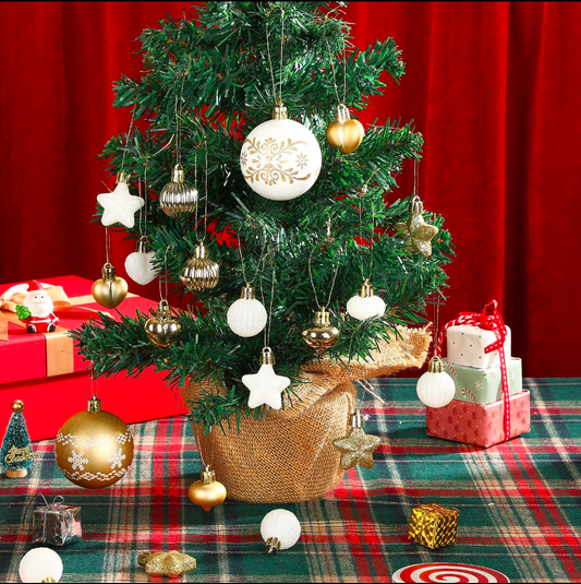 Luxury Shiny Christmas Ornament Set (52 Pieces) | Premium Glitter Balls & Decorations for Tree, Home & Party Decor