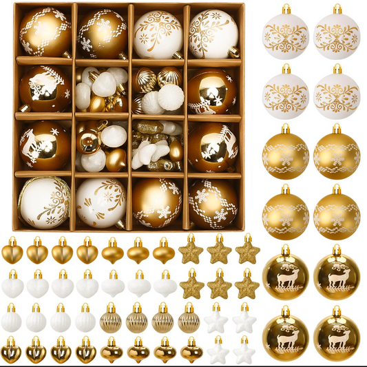 Luxury Shiny Christmas Ornament Set (52 Pieces) | Premium Glitter Balls & Decorations for Tree, Home & Party Decor