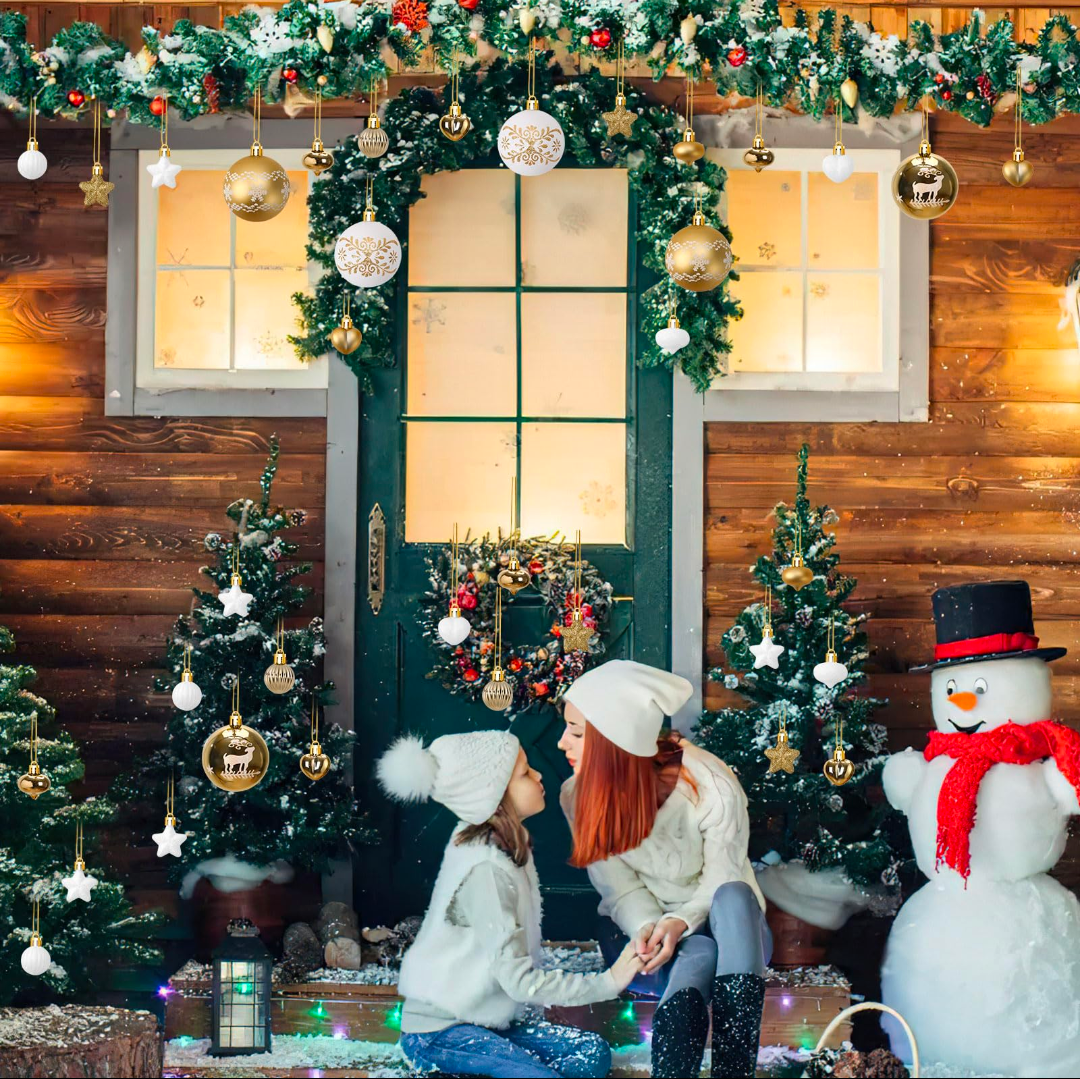 Luxury Shiny Christmas Ornament Set (52 Pieces) | Premium Glitter Balls & Decorations for Tree, Home & Party Decor